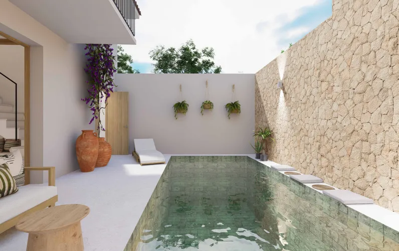 Smukt middelhavsrækkehus med pool i Pollensa, Mallorca