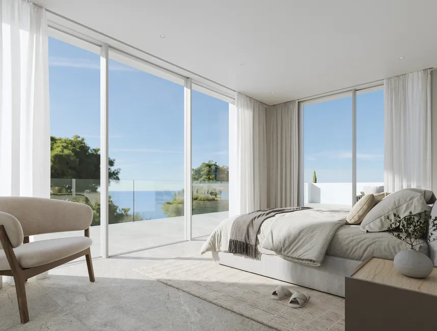 Modernas villas familiares de obra nueva con piscina privada y vistas al mar-12