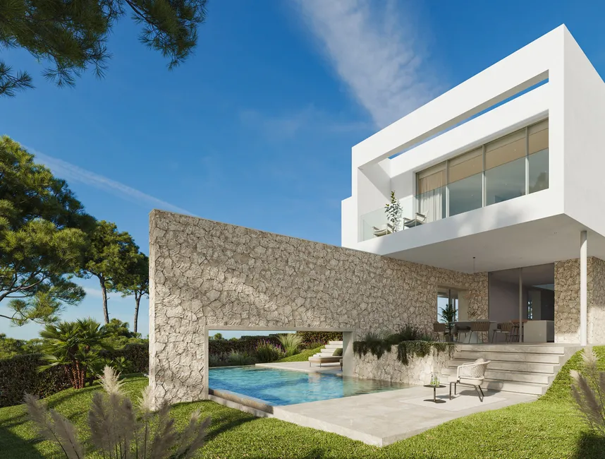 Modernas villas familiares de obra nueva con piscina privada y vistas al mar-3