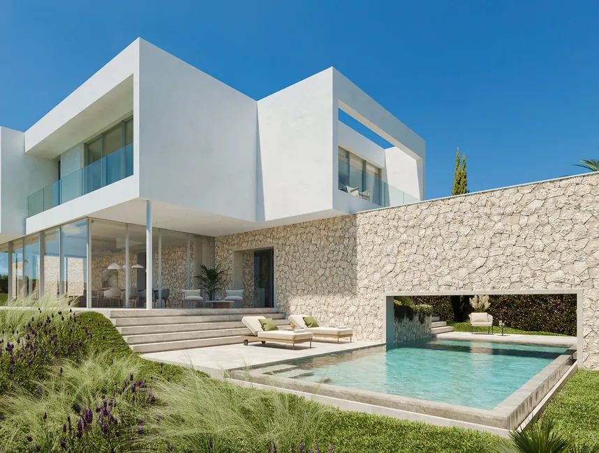 Modernas villas familiares de obra nueva con piscina privada y vistas al mar-1