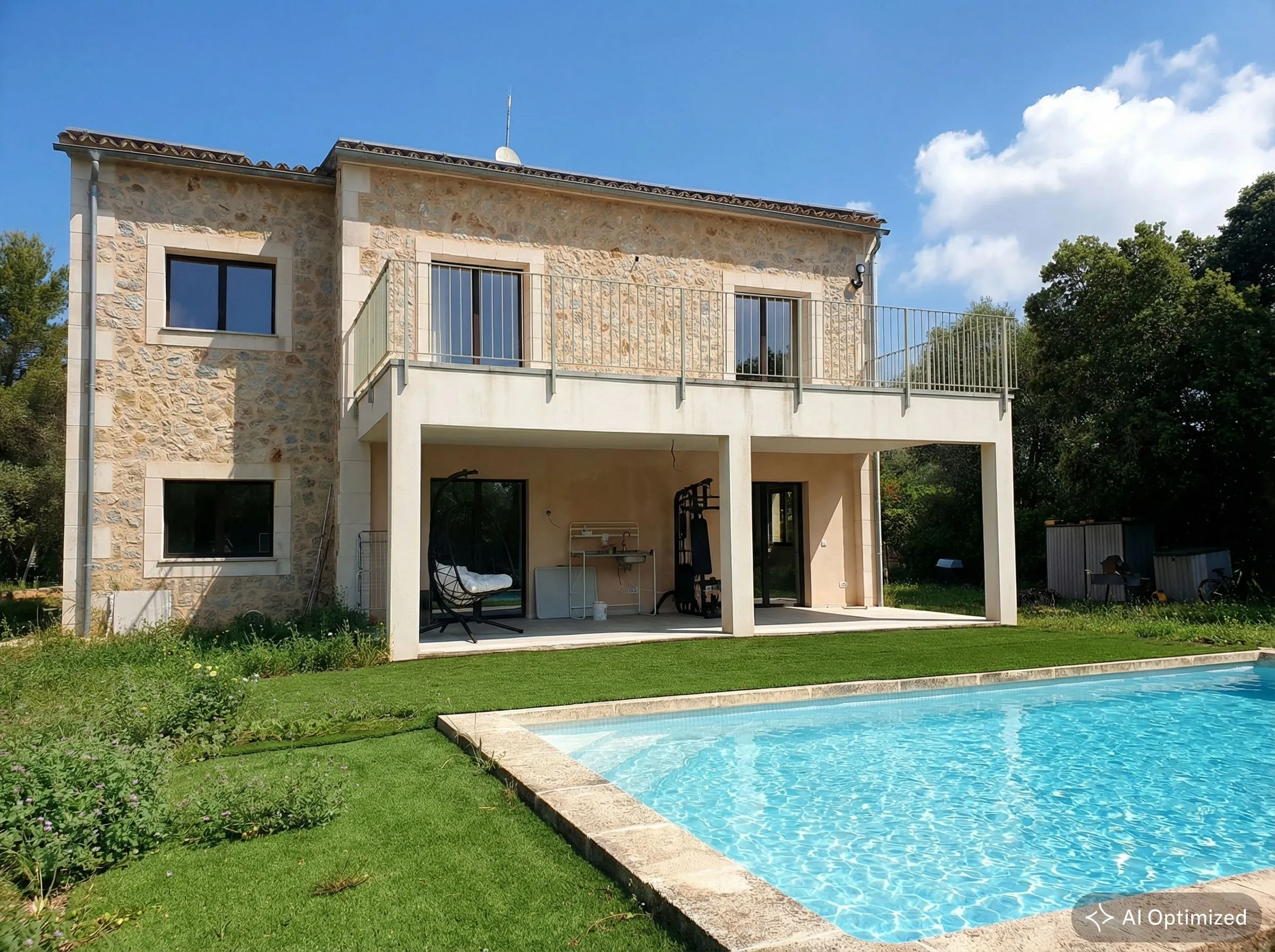 Finca de piedra natural de nueva construcción con piscina a las afueras de Sencelles-1