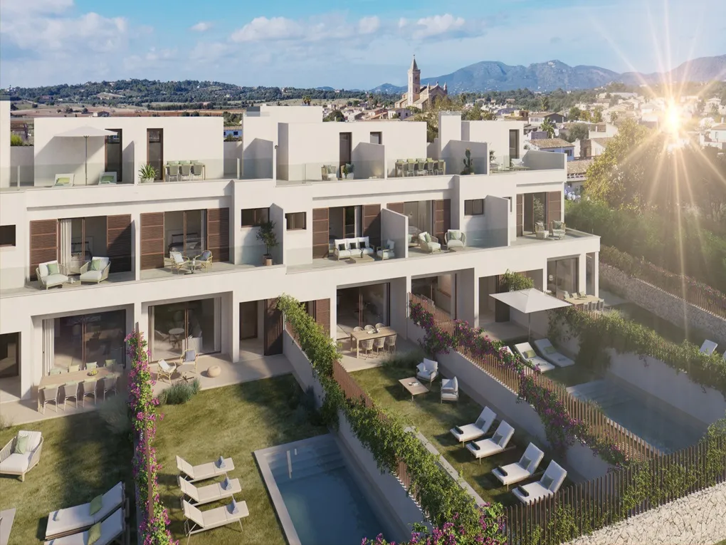 Xalet adossat modern amb jardí i piscina-2