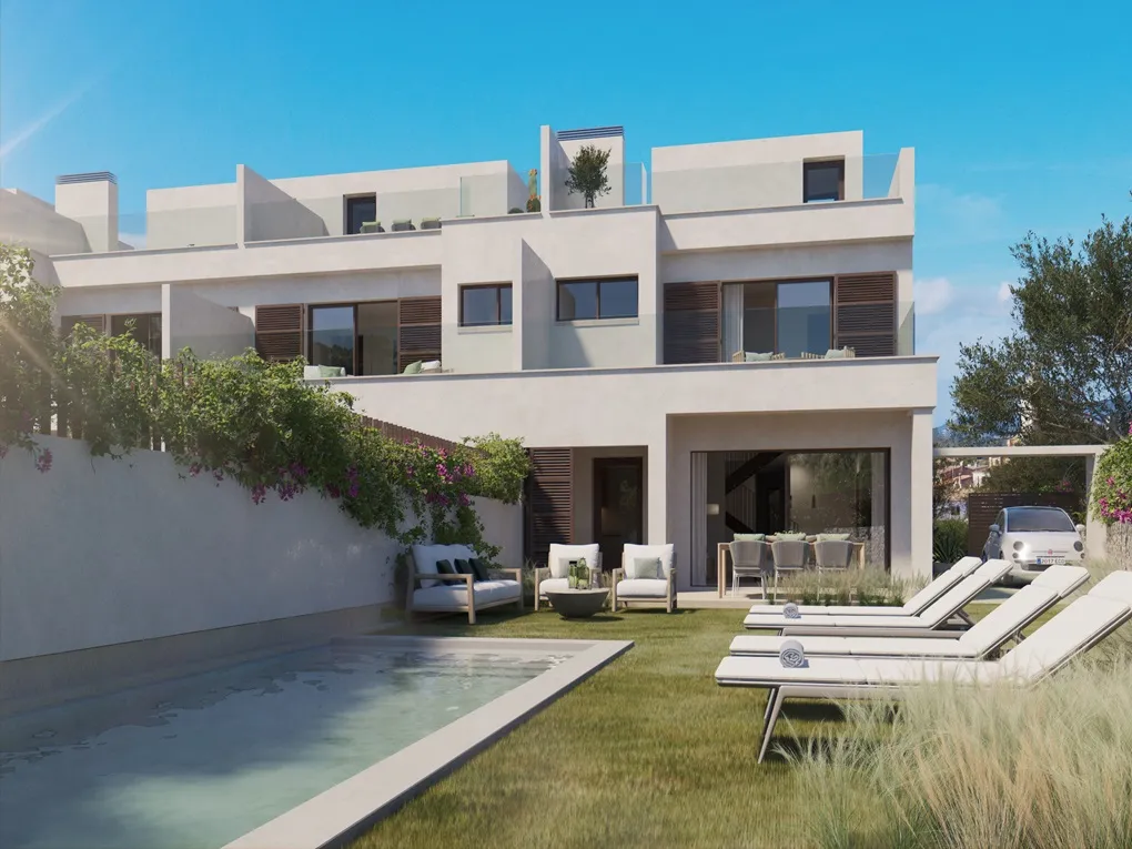 Xalet adossat modern amb jardí i piscina-1