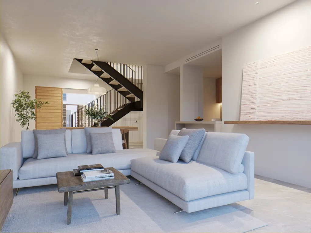 Xalet adossat modern amb jardí i piscina-4