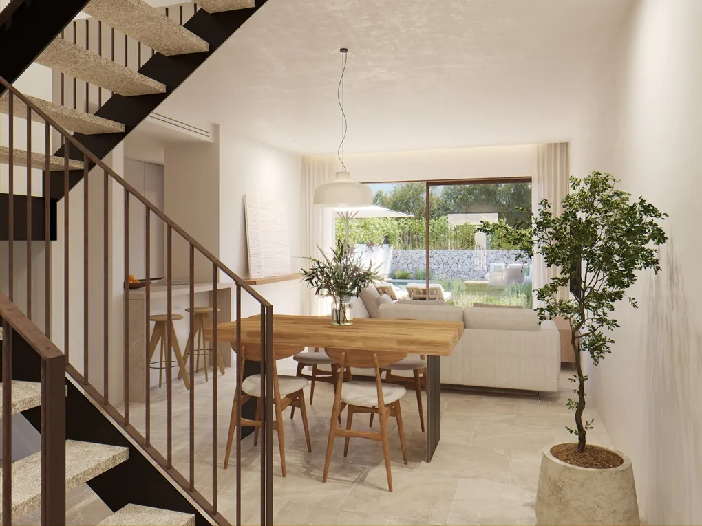 Xalet adossat modern amb jardí i piscina-3