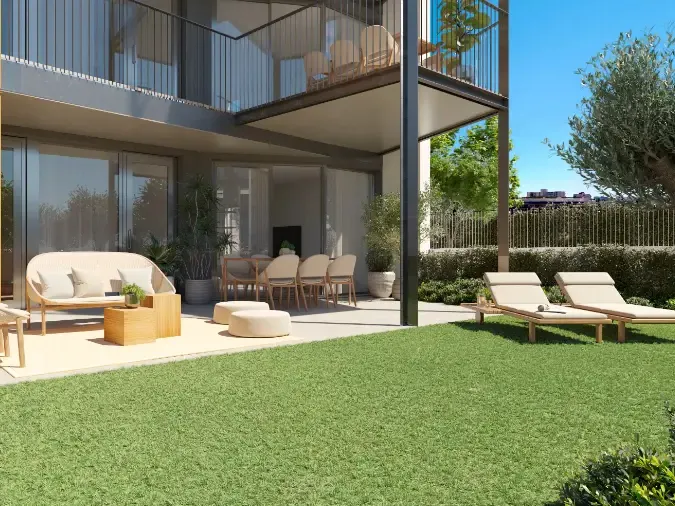 Apartament amb jardí en un modern complex d'obra nova amb gran piscina comunitària-1