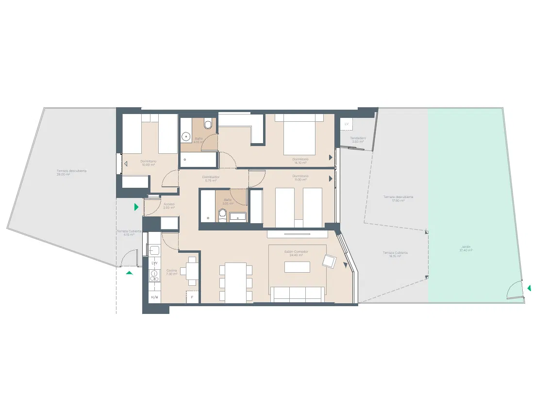 Appartement avec jardin dans un nouveau complexe moderne avec une grande piscine commune-20