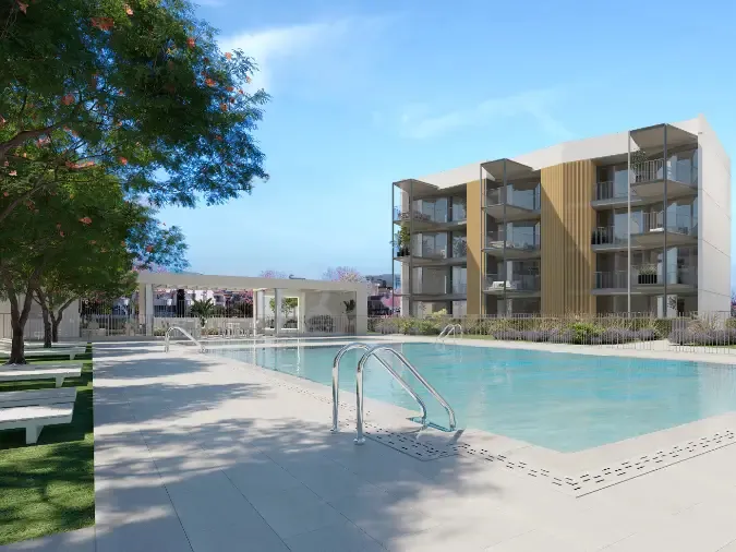 Appartement avec jardin dans un nouveau complexe moderne avec une grande piscine commune-19