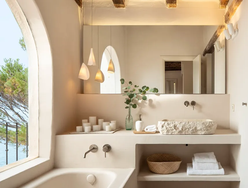 Очаровательная финка у моря с бассейном и видом на закат-14