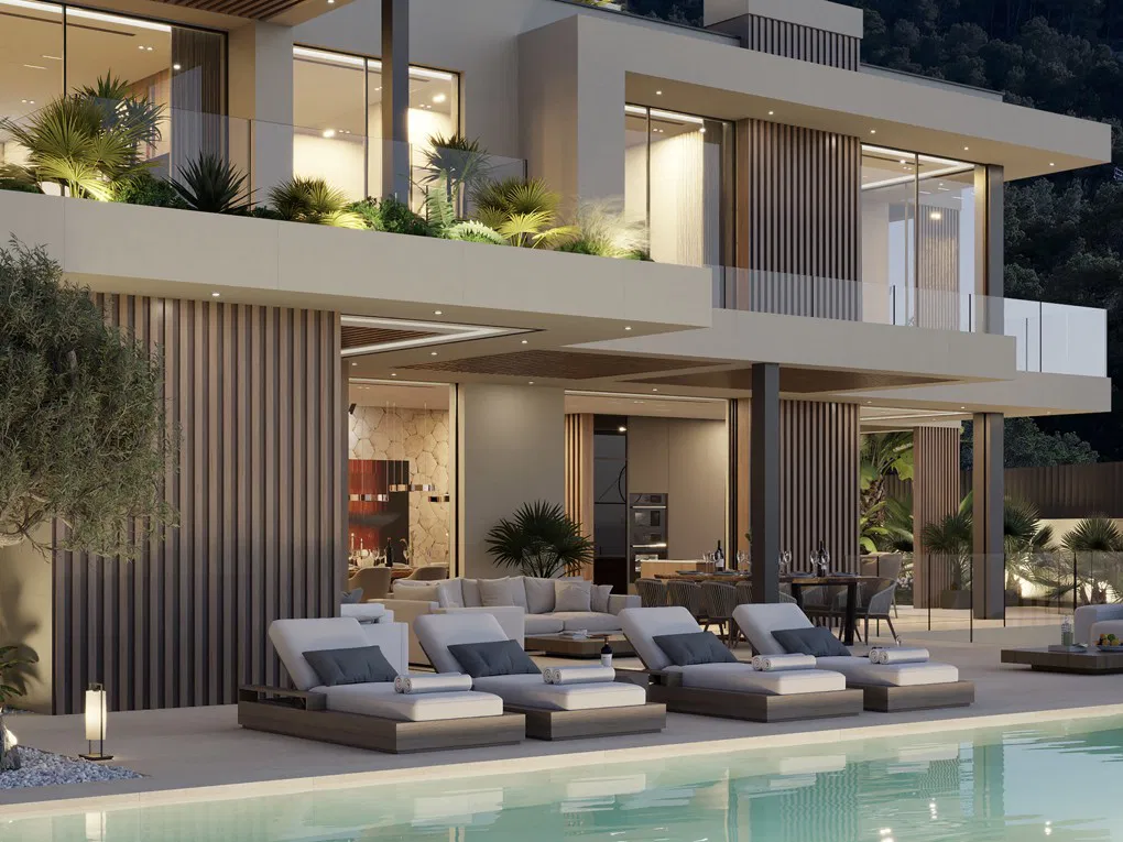 Plot with approved building permit and complete architectural project: Luxury villa with pool and partial sea views-11