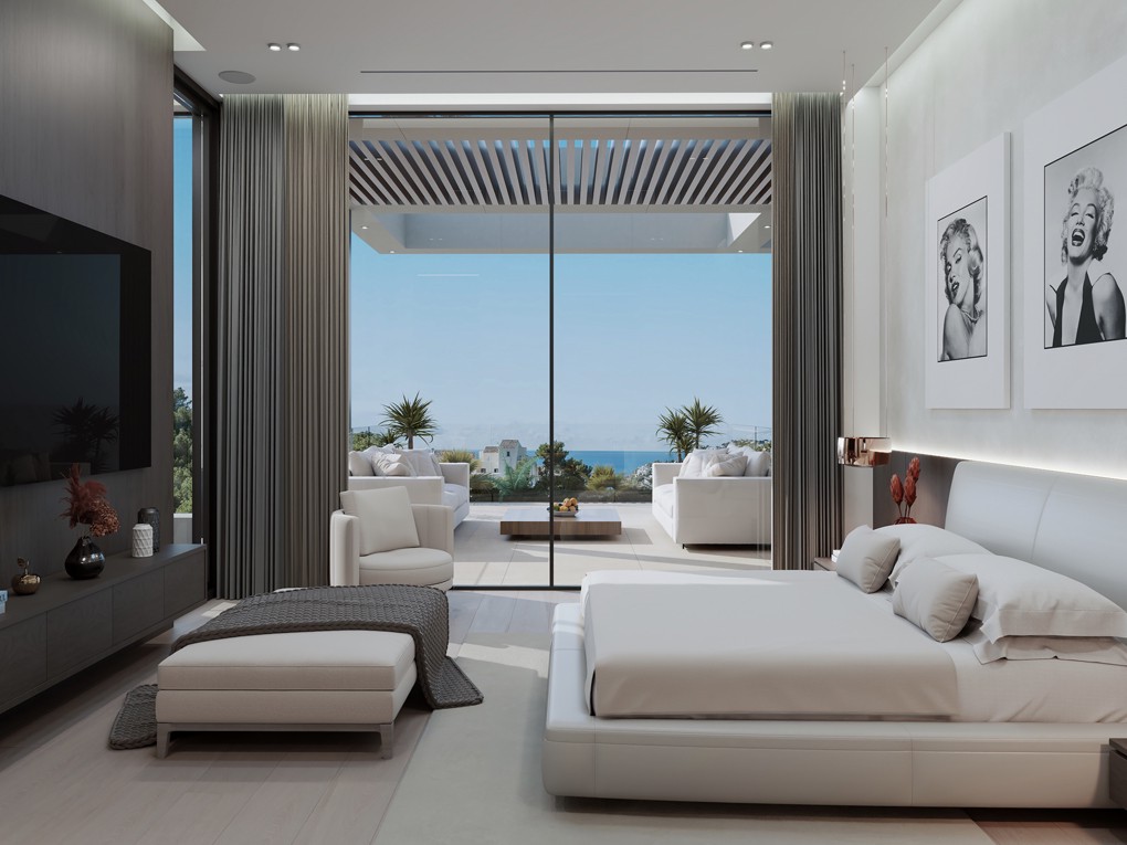 Plot with approved building permit and complete architectural project: Luxury villa with pool and partial sea views-8
