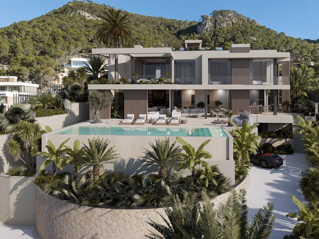 Plot with approved building permit and complete architectural project: Luxury villa with pool and partial sea views-3