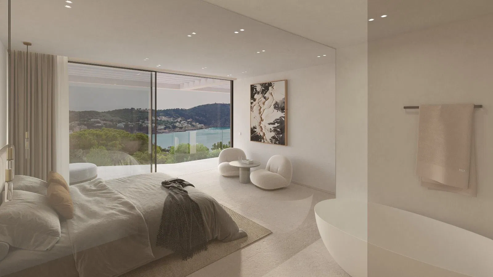 Villa di recente costruzione in stile contemporaneo con vista sul mare e sulla baia-5