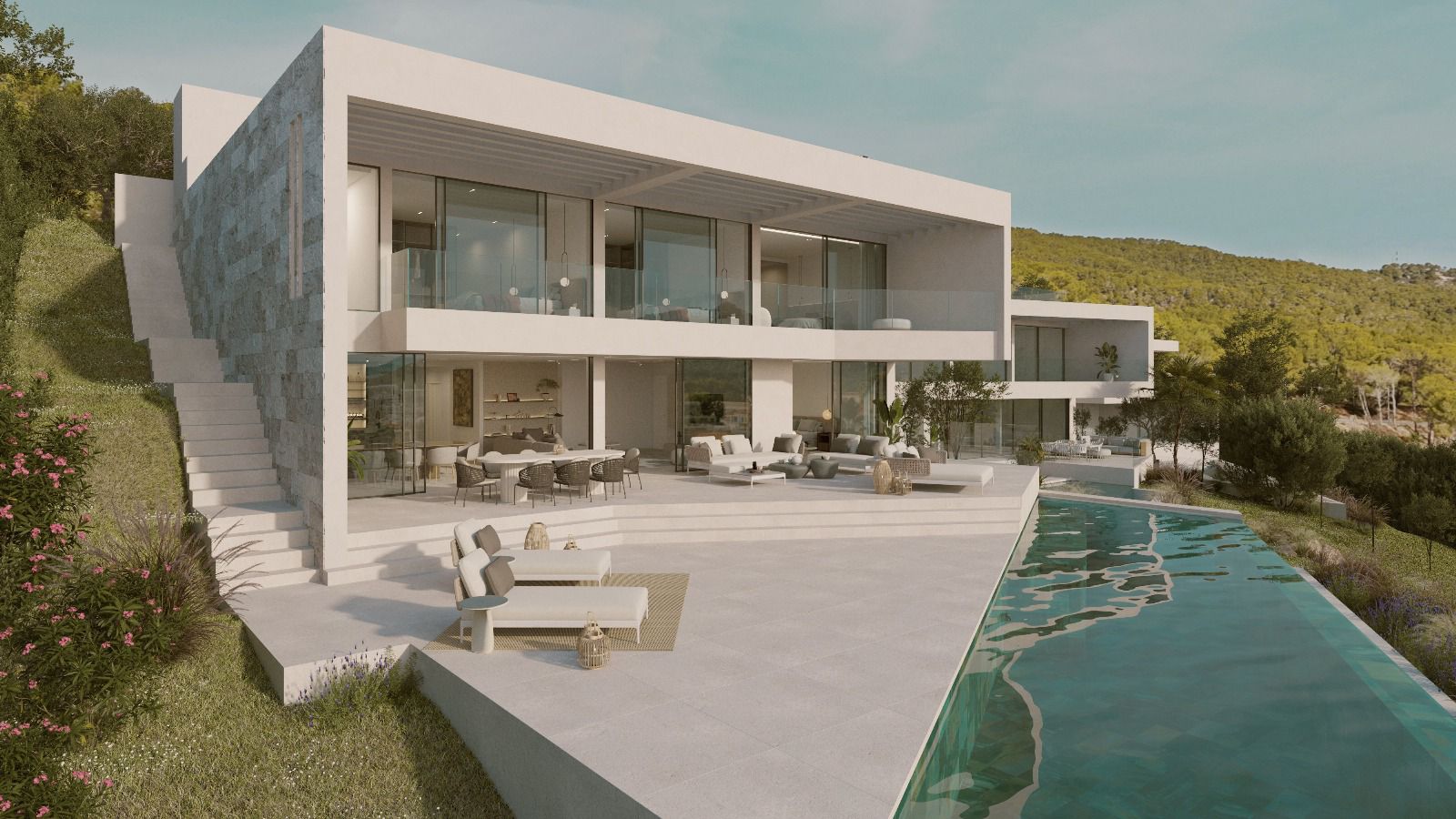 Villa di recente costruzione in stile contemporaneo con vista sul mare e sulla baia-4