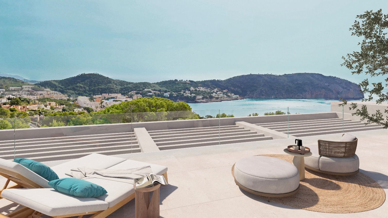 Villa di recente costruzione in stile contemporaneo con vista sul mare e sulla baia