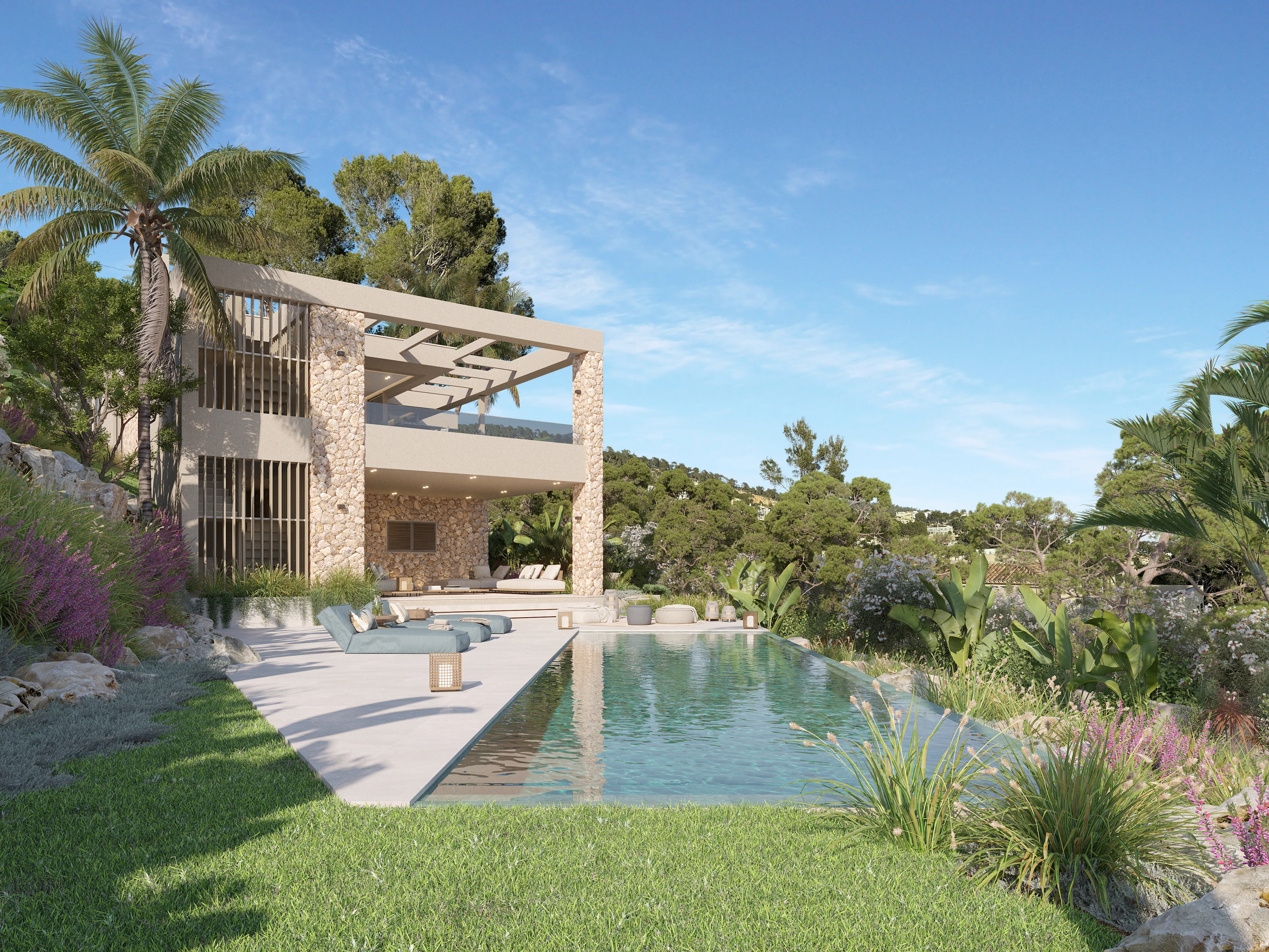 Moderne luksusvilla ved Middelhavet med panoramaudsigt over havet-1