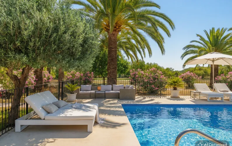 Contemporary country living with panoramic views – Elegant Finca near Binissalem