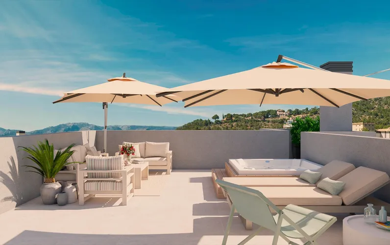 Nowy kompleks mieszkaniowy w budowie w pobliżu Palmy