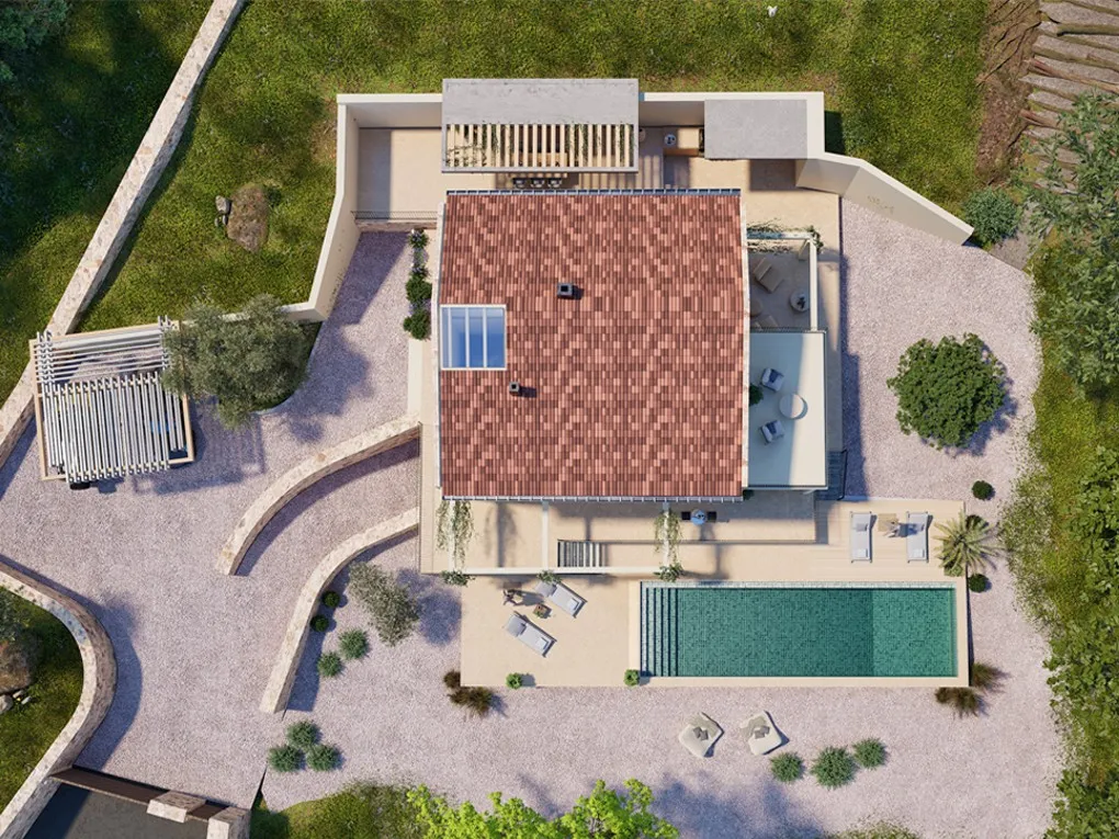 Imponent finca de nova construcció amb piscina infinity, zona de spa, celler, i vistes llunyanes al mar-16
