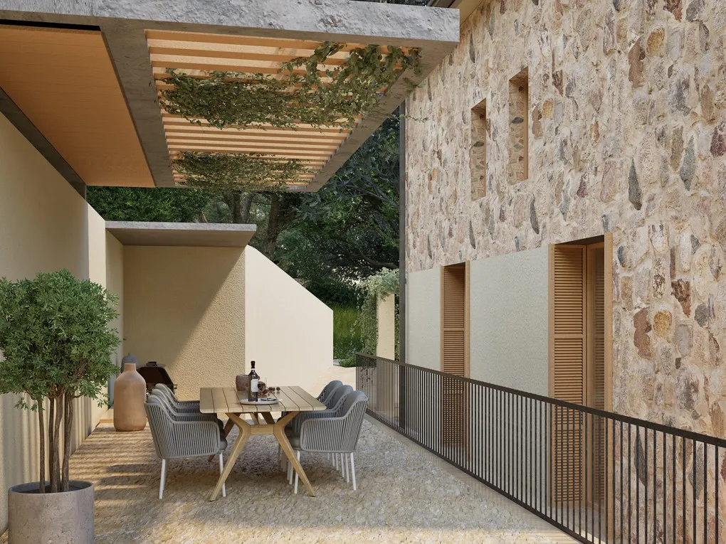 Imponent finca de nova construcció amb piscina infinity, zona de spa, celler, i vistes llunyanes al mar-14