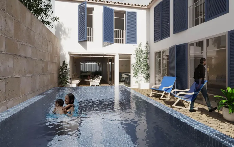 Exclusive Mallorcan townhouse with approved renovation project and breathtaking views in Pollensa