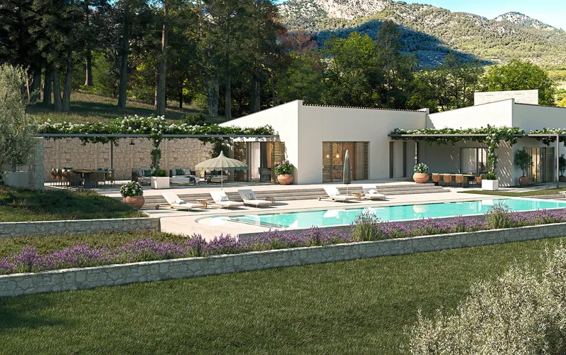 Finca z wyrafinowanym designem, widokiem na góry i panoramicznym widokiem na zatokę Alcúdia