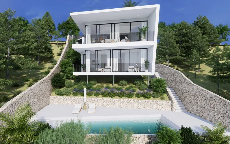 Villa de nueva construcción con vistas al mar