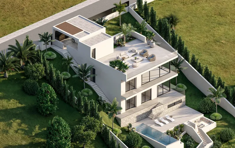 Działka w doskonałej lokalizacji z nowym projektem budowlanym i widokiem na morze