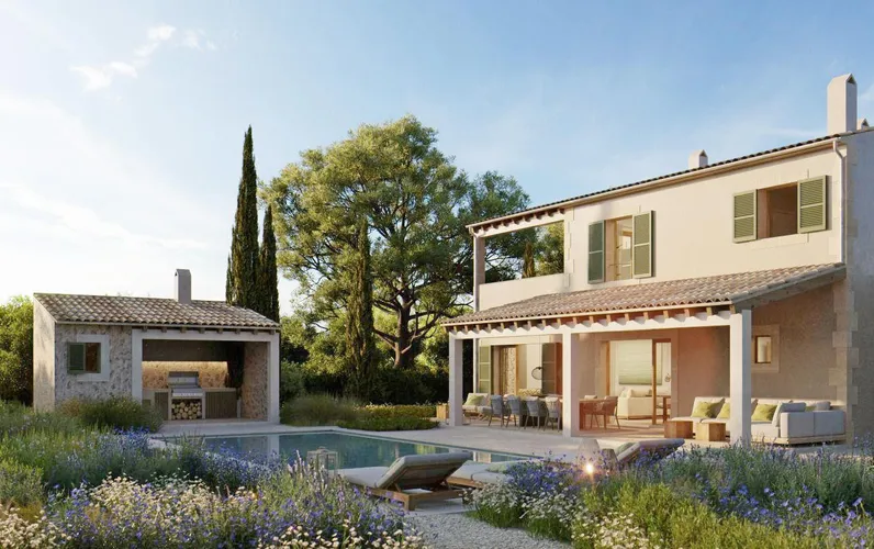 Nybygget finca i middelhavsdesign med moderne indretning