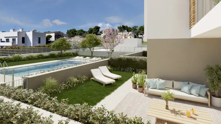 Apartamento con jardín en una moderna urbanización de obra nueva cerca de la playa-1