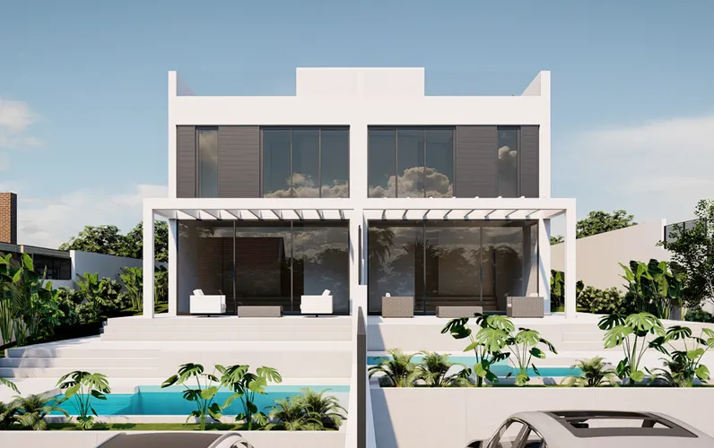 Obra nova: Modern apariat amb vistes parcials al mar en Bahia Blava