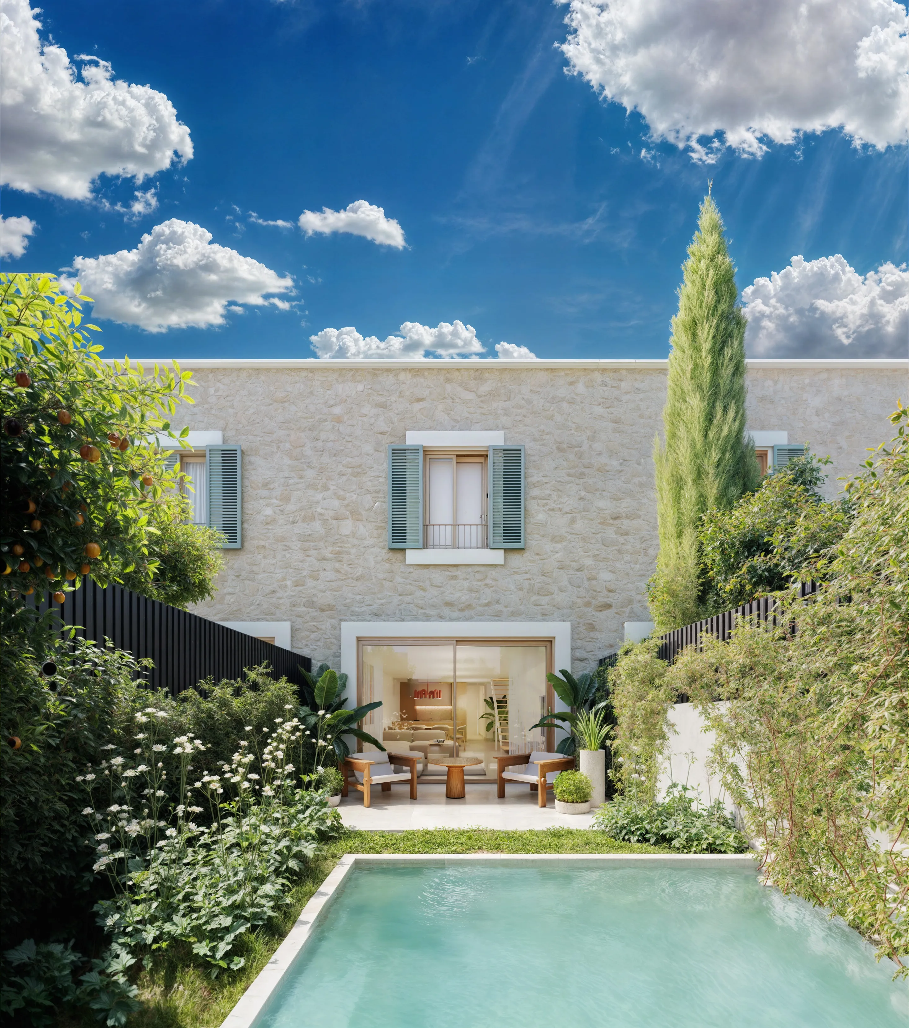 Современные новые террасные дома с бассейном-4