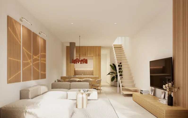 Modern new built terraced houses with pool