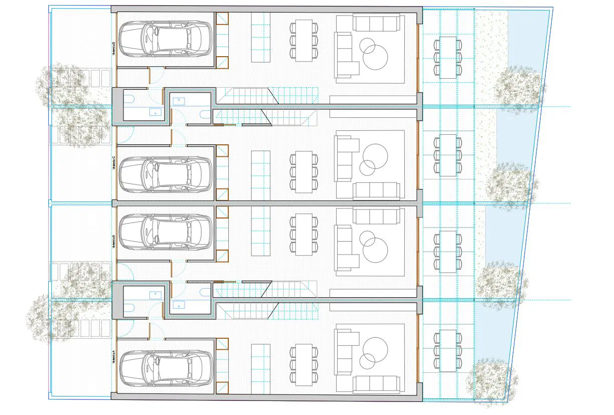 Moderne case a schiera di nuova costruzione con piscina-10