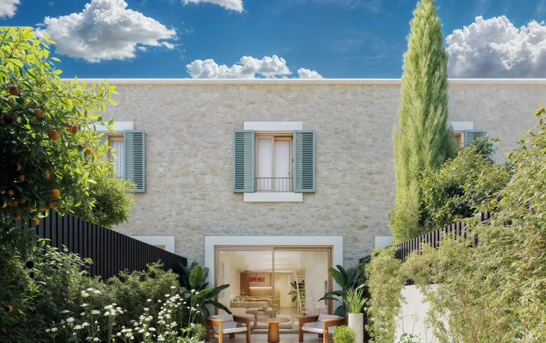 Moderne nybyggede rækkehuse med pool