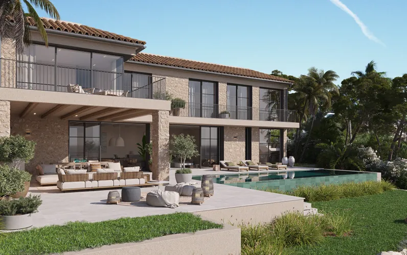 Moderna villa in stile mediterraneo con vista sul mare