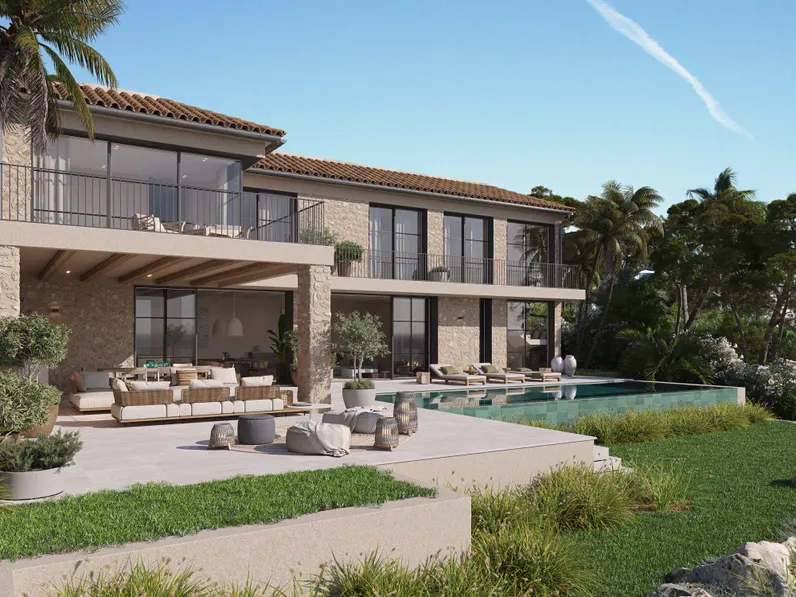 Moderna villa in stile mediterraneo con vista sul mare