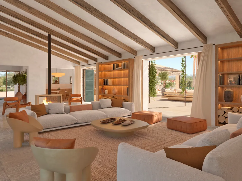 Modern nieuwbouw landhuis met wijngaarden en uitzicht op het platteland-7