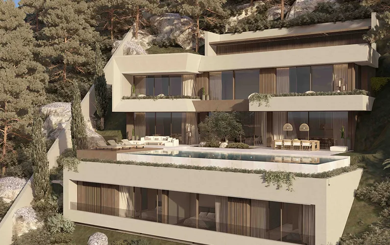 Terrain avec vue sur la mer et permis de construire à Son Vida