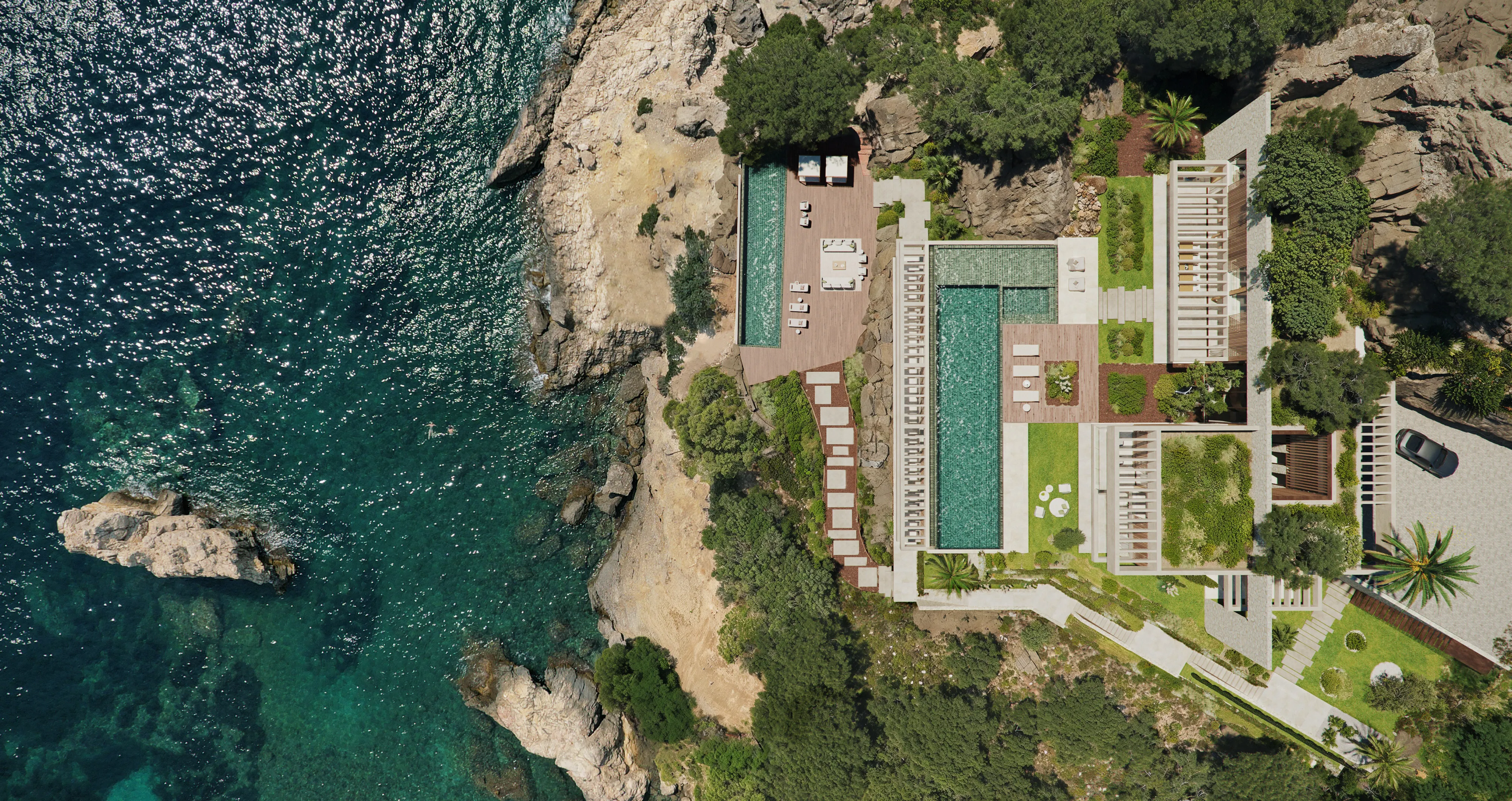 Prime seafront plot with direct sea access and valid building permit for an iconic estate-3