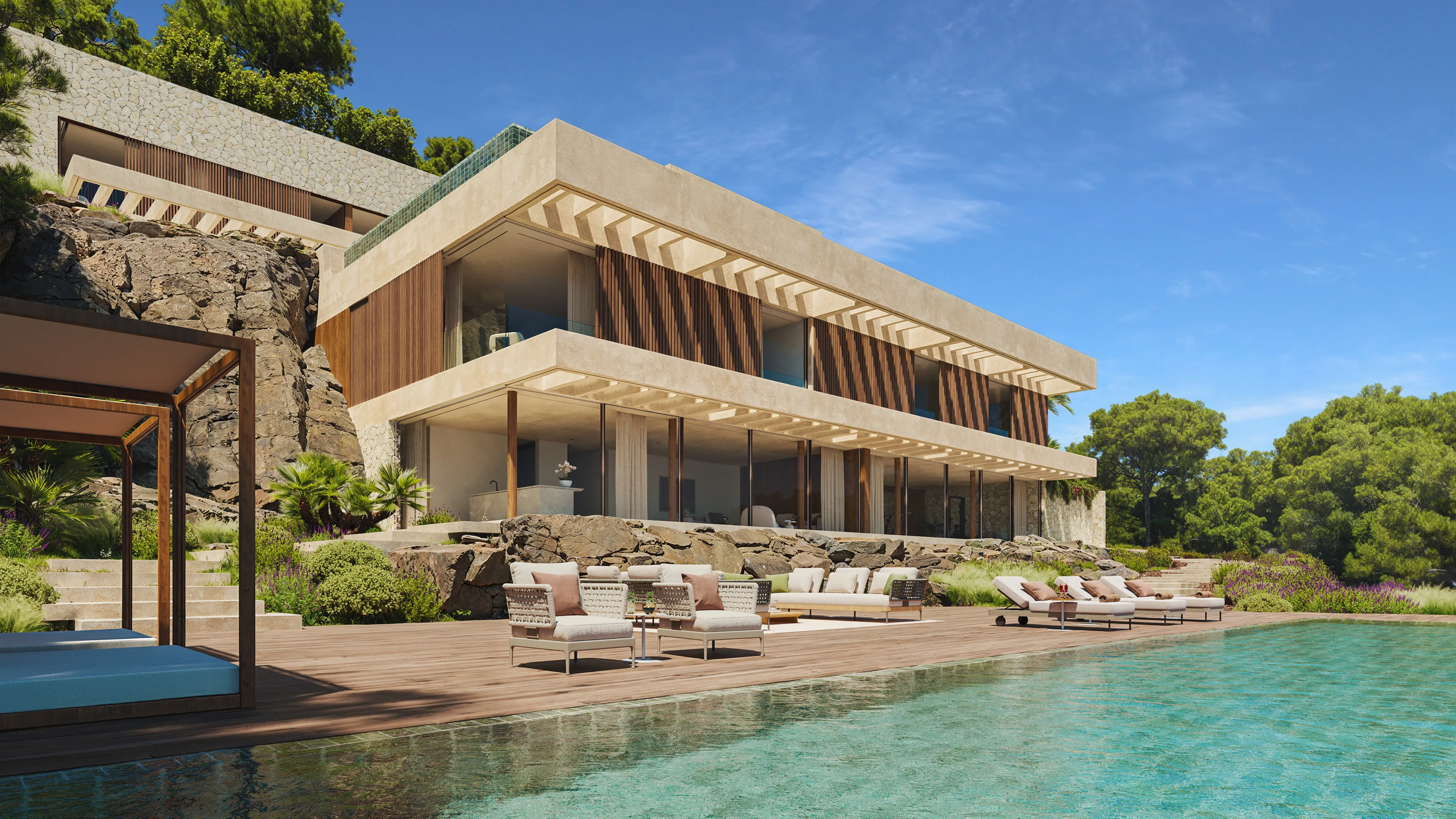 Prime seafront plot with direct sea access and valid building permit for an iconic estate-2