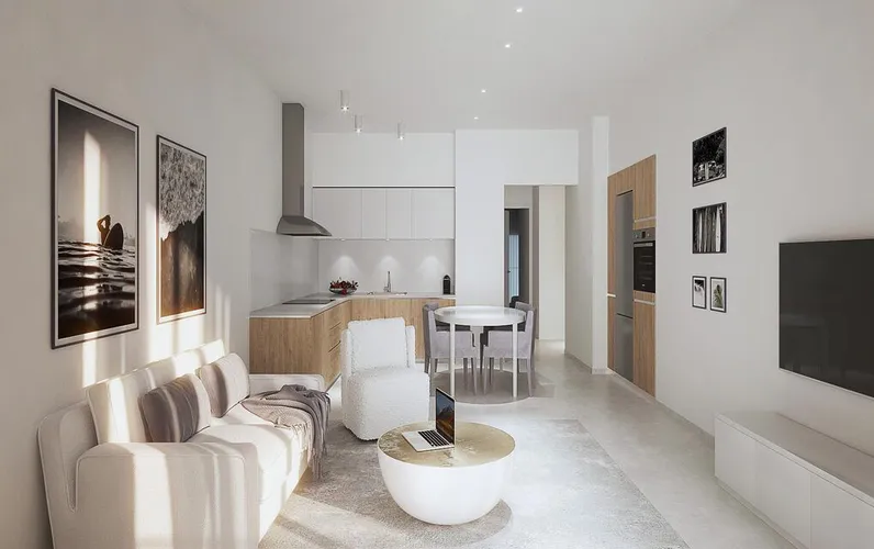 Pis en projecte d'obra nova amb vistes prop de la platja