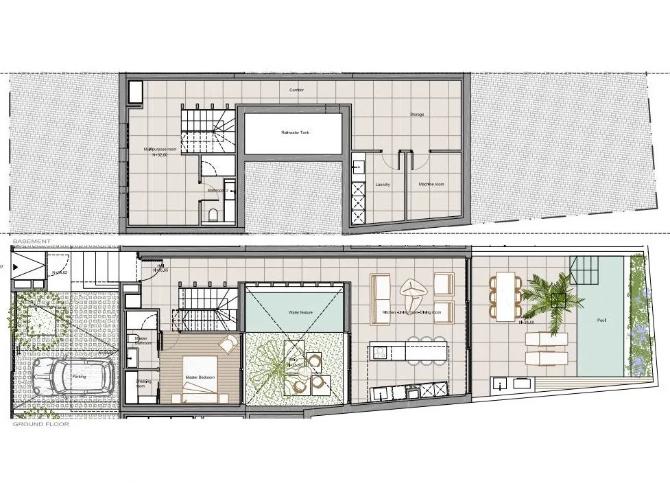 Modern adossat de nova construcció amb terrasses i piscina privada-6