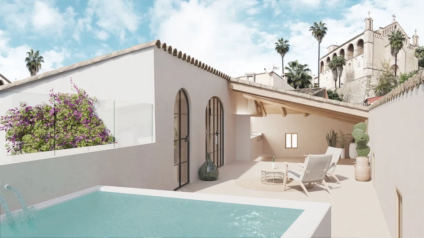 Moderna casa de pueblo con piscina y azotea-1