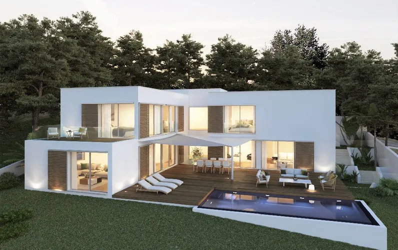 Plot with building project of a modern villa