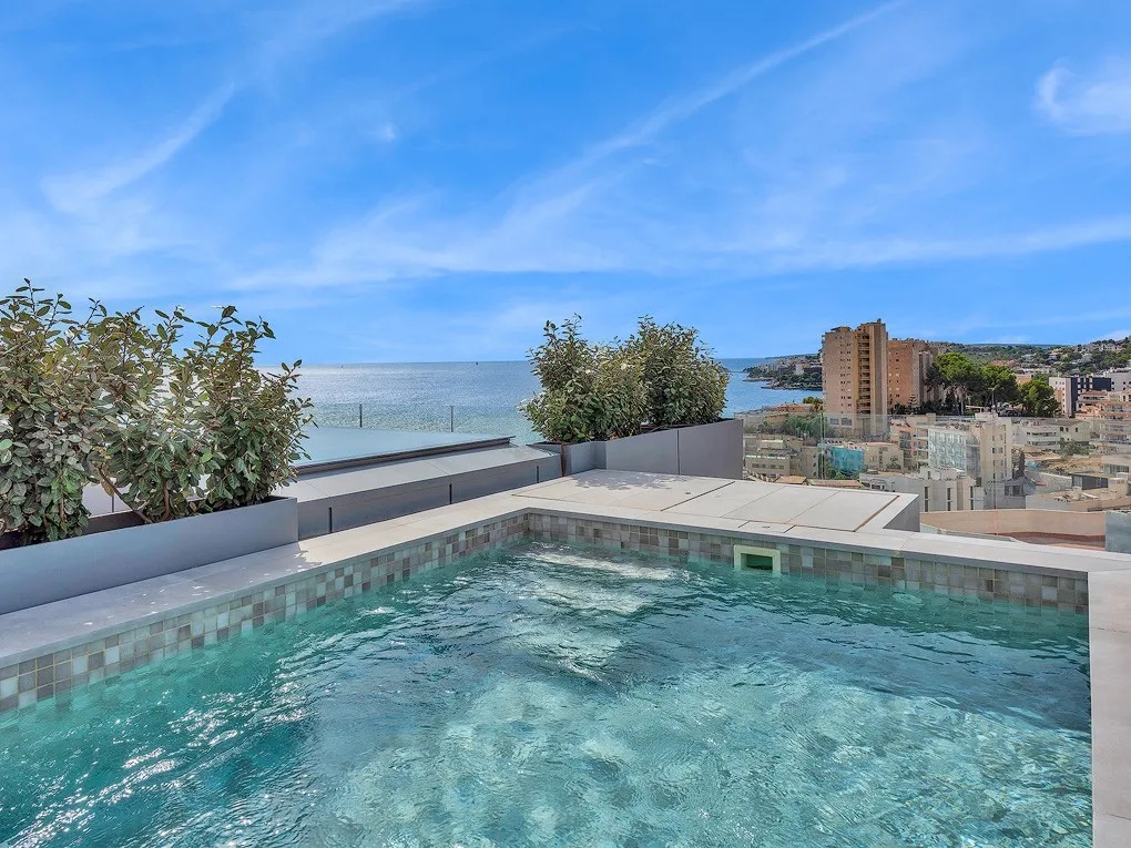 Wysokiej jakości nowo wybudowany penthouse z fantastycznym widokiem na morze i prywatnym tarasem na dachu z basenem-1