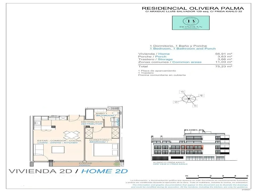 Modern one bedroom apartment with elevator, garage and communal pool-13
