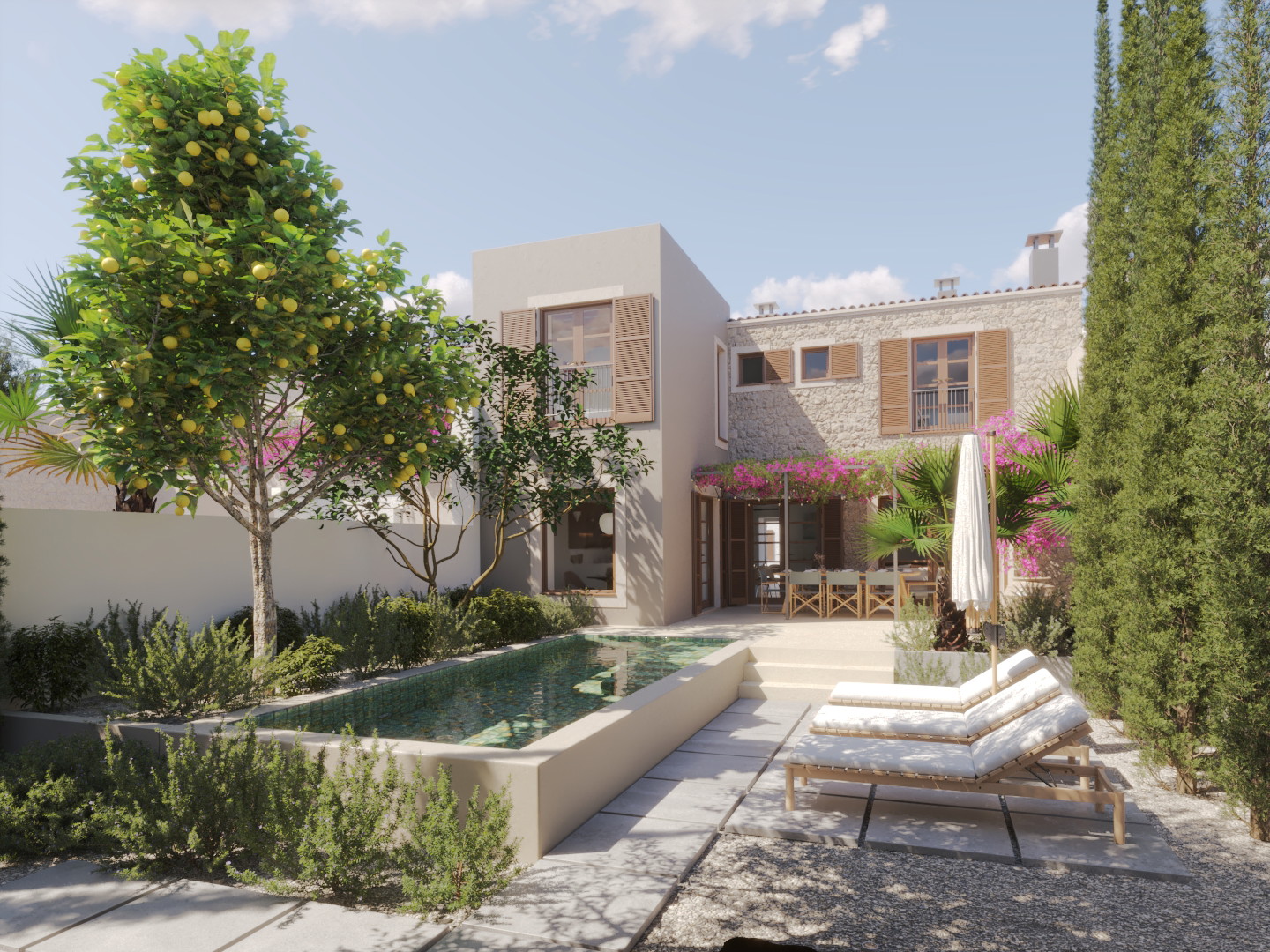 Casa adossada moderna totalment reformada amb piscina privada i llicència de lloguer turístic.