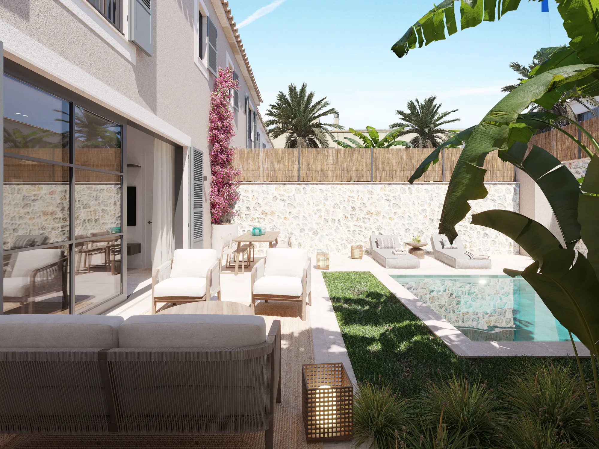 Casa adosada con estilo y oasis privado con piscina en Son Espanyolet-3