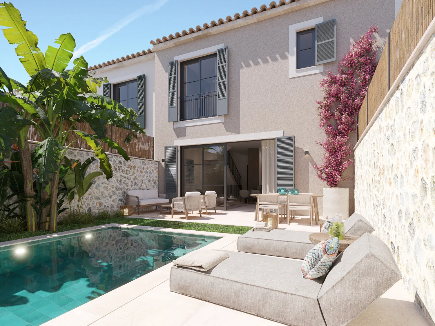 Casa adosada con estilo y oasis privado con piscina en Son Espanyolet-2